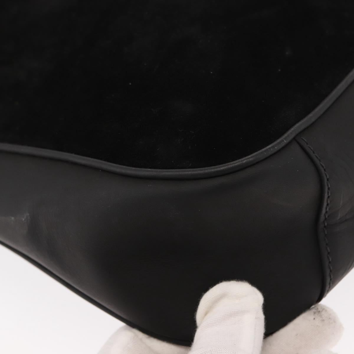 GUCCI Bamboo Shoulder Bag Suede Black Gold 001 1638 2615 Auth ep11372