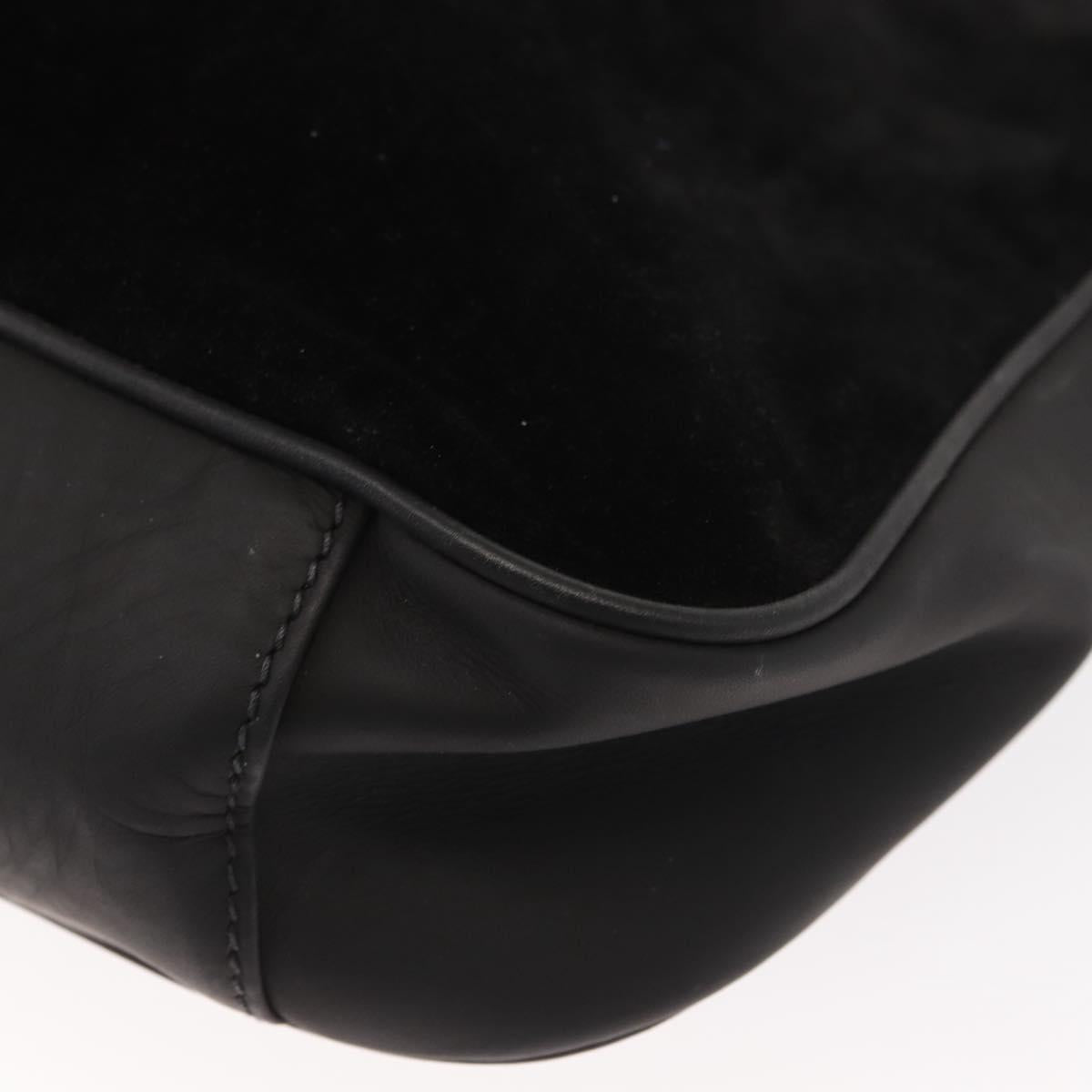 GUCCI Bamboo Shoulder Bag Suede Black Gold 001 1638 2615 Auth ep11372