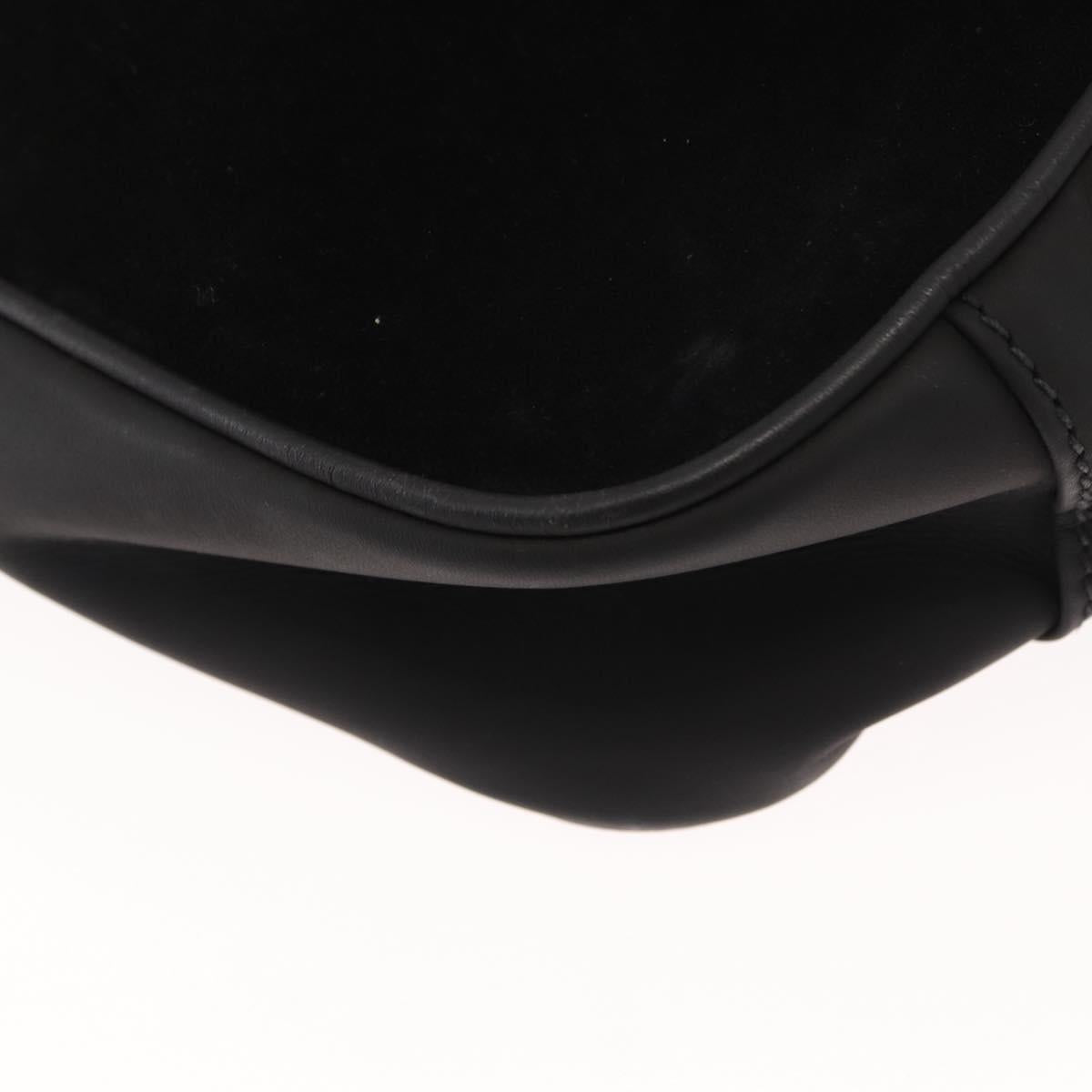 GUCCI Bamboo Shoulder Bag Suede Black Gold 001 1638 2615 Auth ep11372