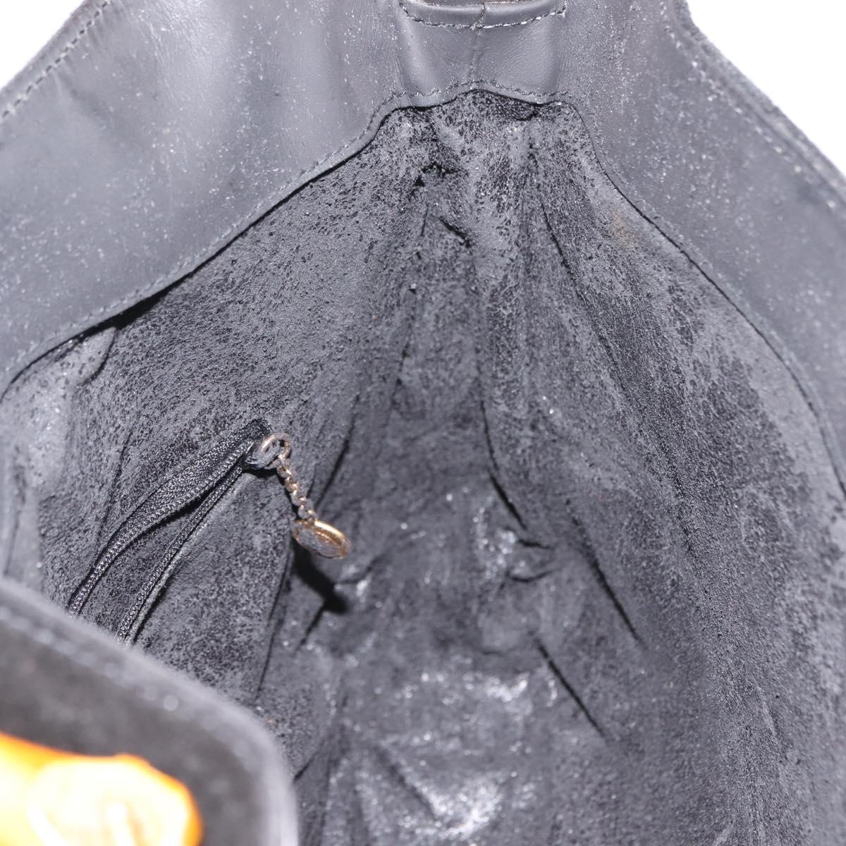 GUCCI Bamboo Shoulder Bag Suede Black Gold 001 1638 2615 Auth ep11372