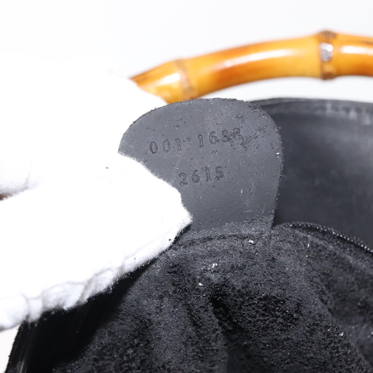 GUCCI Bamboo Shoulder Bag Suede Black Gold 001 1638 2615 Auth ep11372