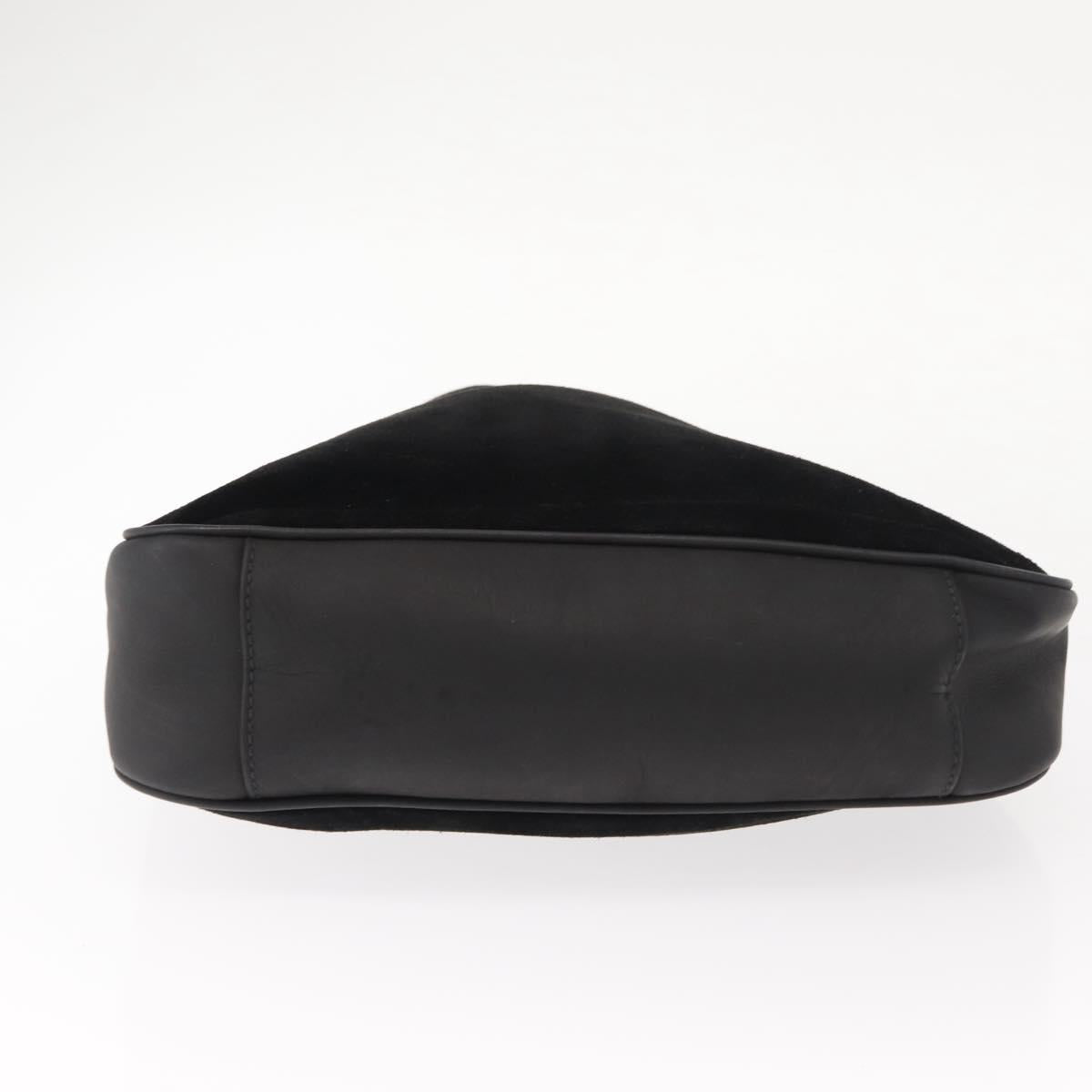 GUCCI Bamboo Shoulder Bag Suede Black Gold 001 1638 2615 Auth ep11372