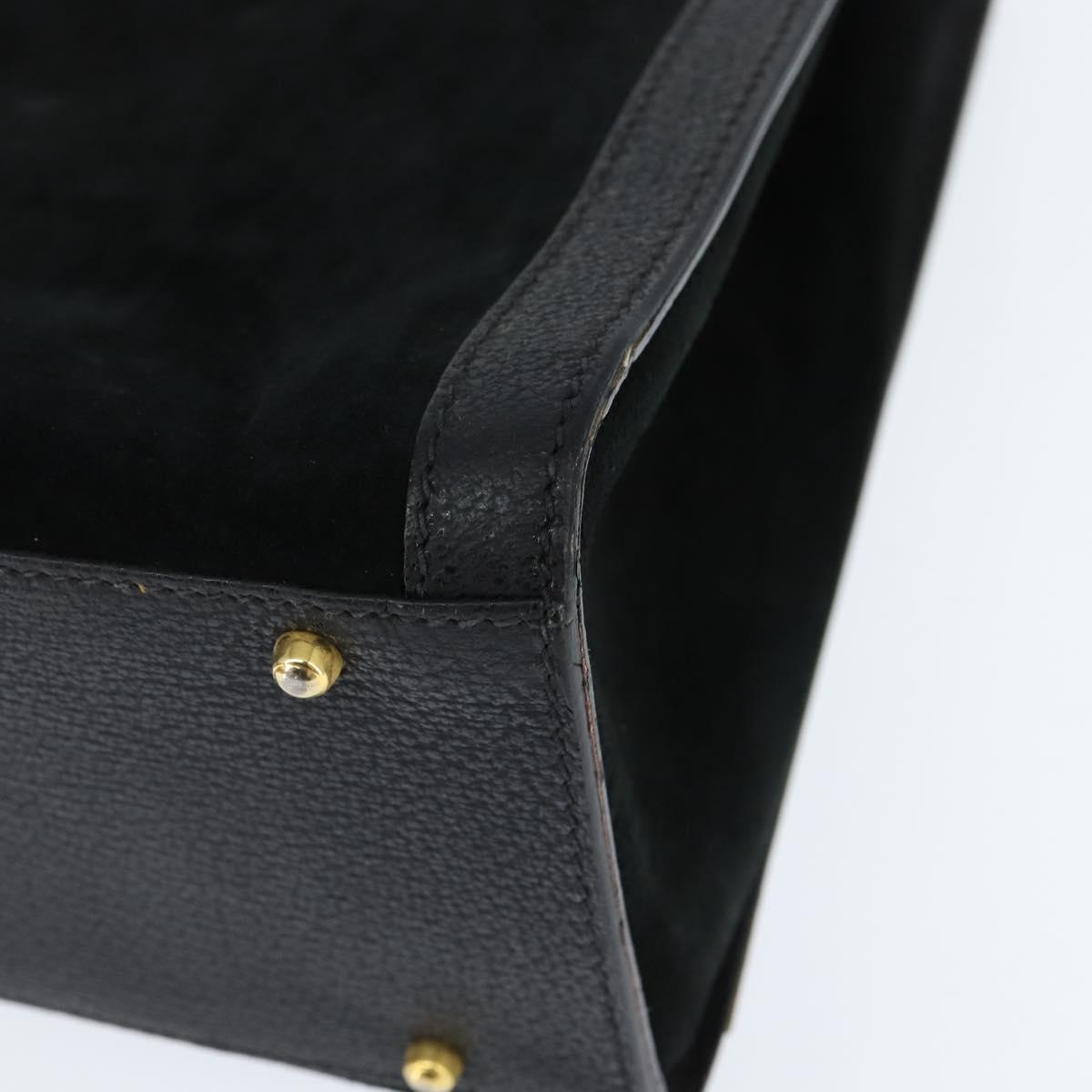 GUCCI Bamboo Tote Bag Suede Leather Black Gold 002 2853 0260 0 Auth ep11373