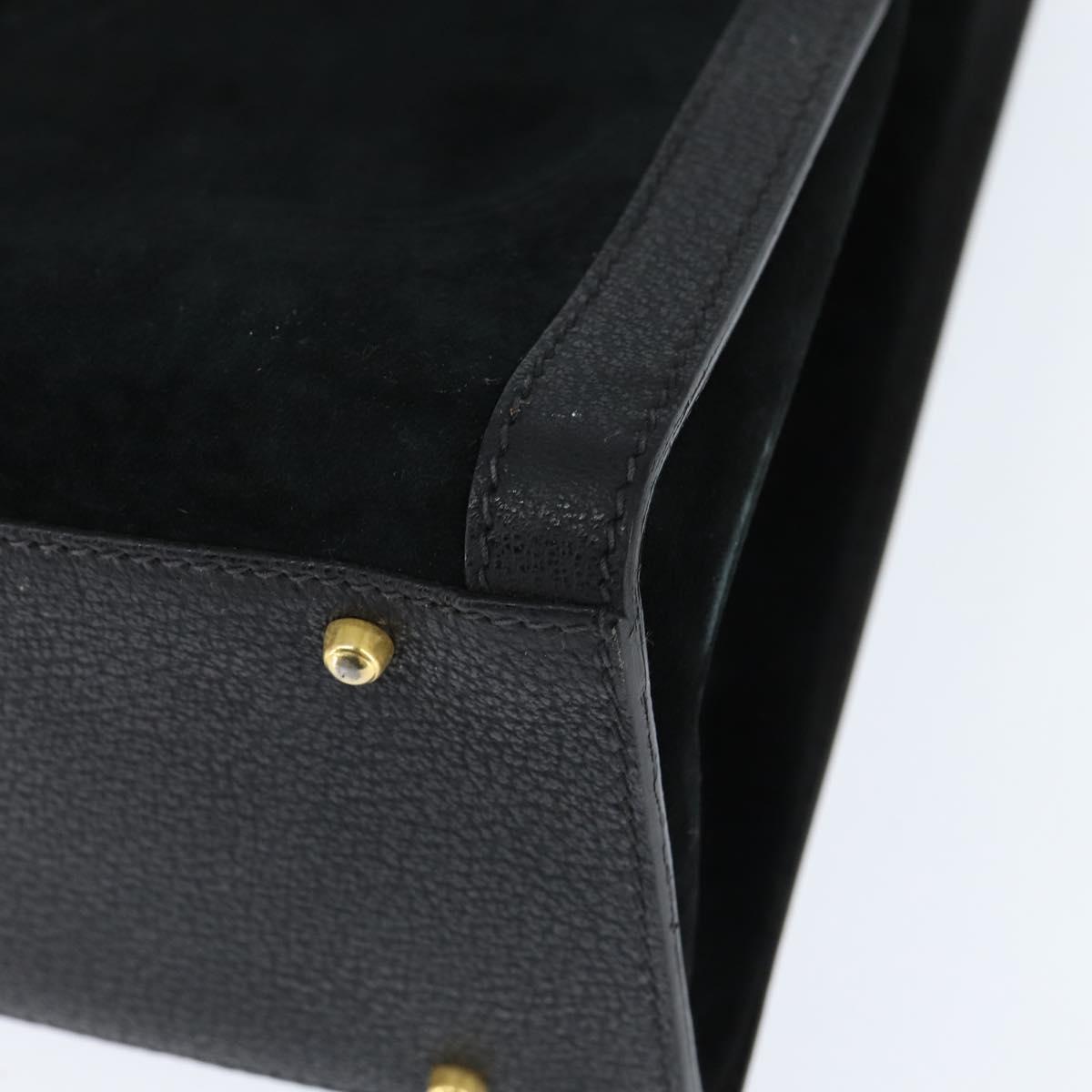 GUCCI Bamboo Tote Bag Suede Leather Black Gold 002 2853 0260 0 Auth ep11373