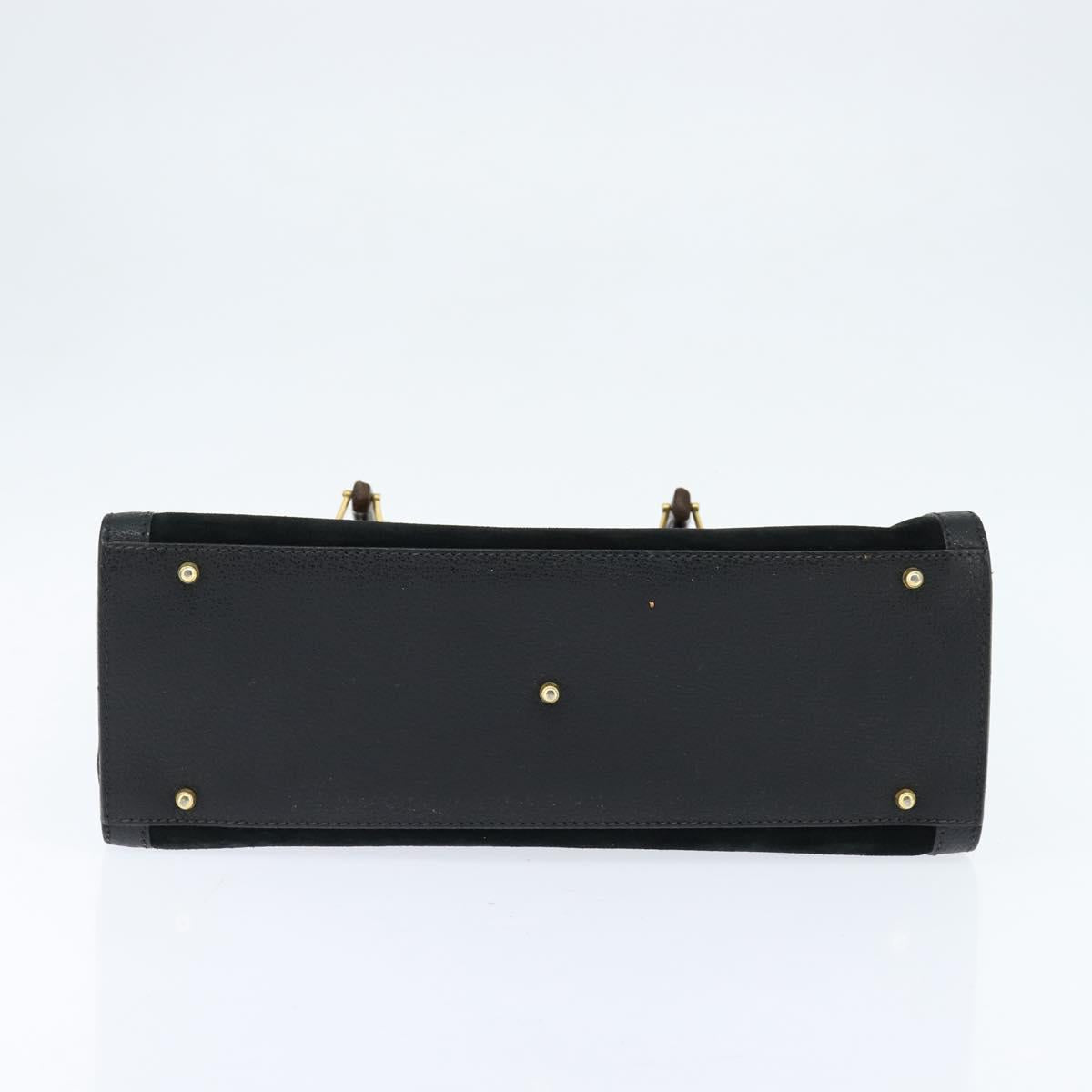 GUCCI Bamboo Tote Bag Suede Leather Black Gold 002 2853 0260 0 Auth ep11373