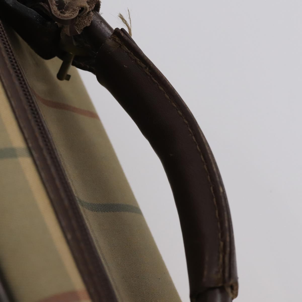 Burberrys Nova Check Hand Bag Canvas 2way Gold Beige Auth ep11376