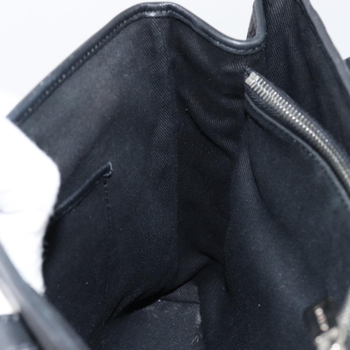 CELINE Macadam Canvas Hand Bag Black Silver Auth ep11378