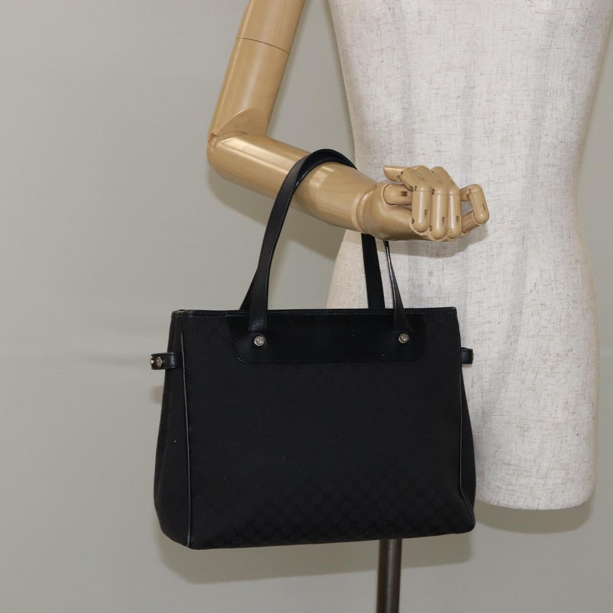 CELINE Macadam Canvas Hand Bag Black Silver Auth ep11378