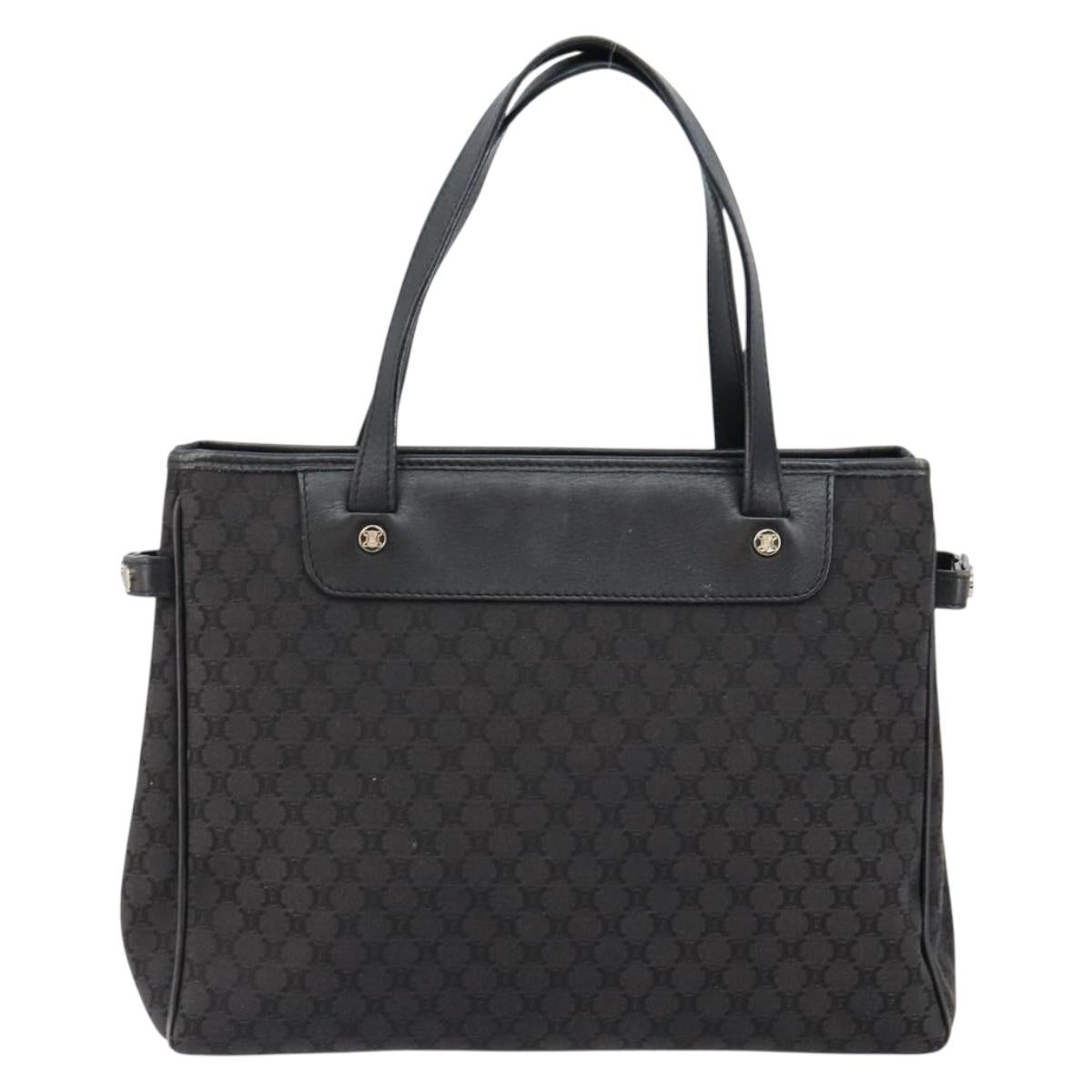 CELINE Macadam Canvas Hand Bag Black Silver Auth ep11378