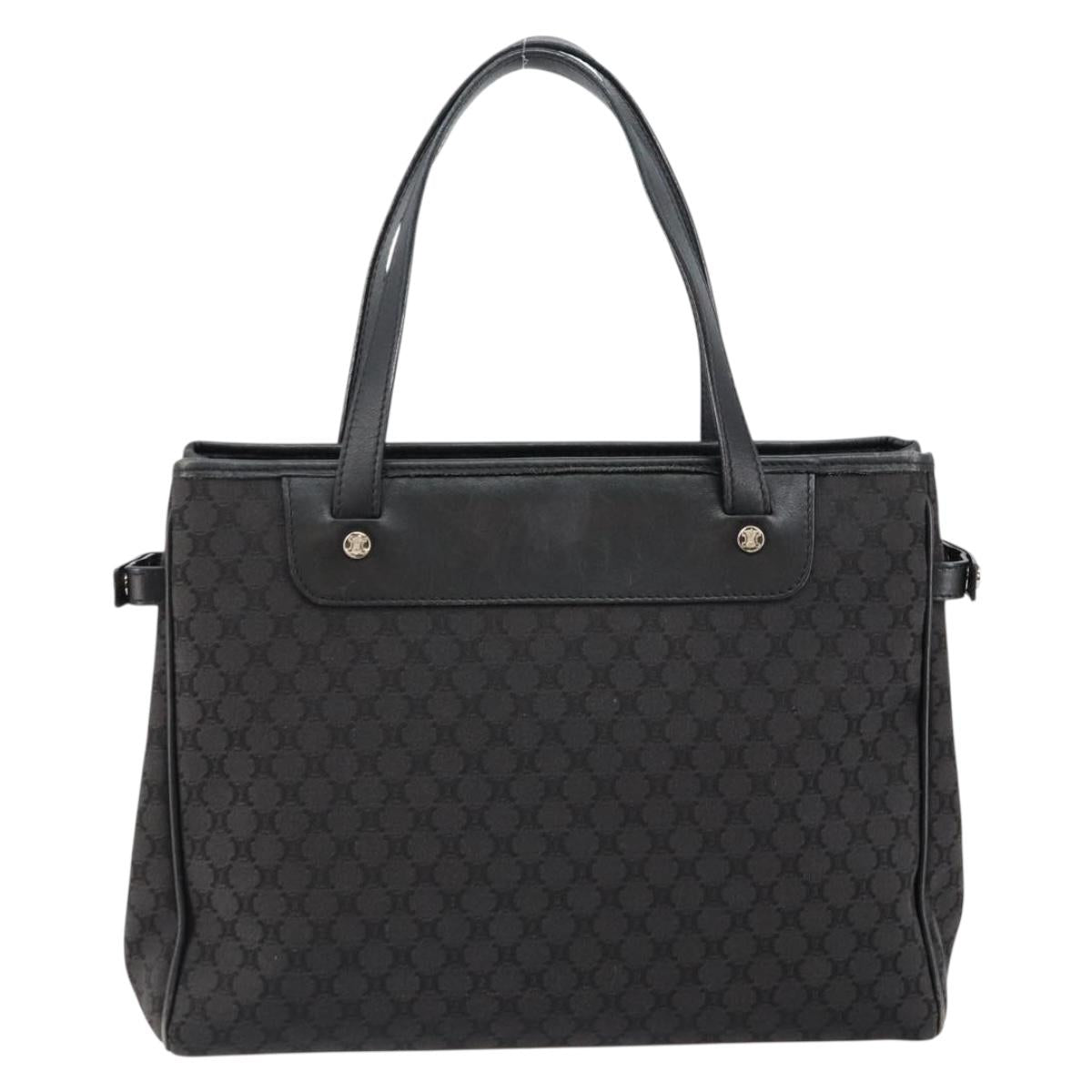 CELINE Macadam Canvas Hand Bag Black Silver Auth ep11378