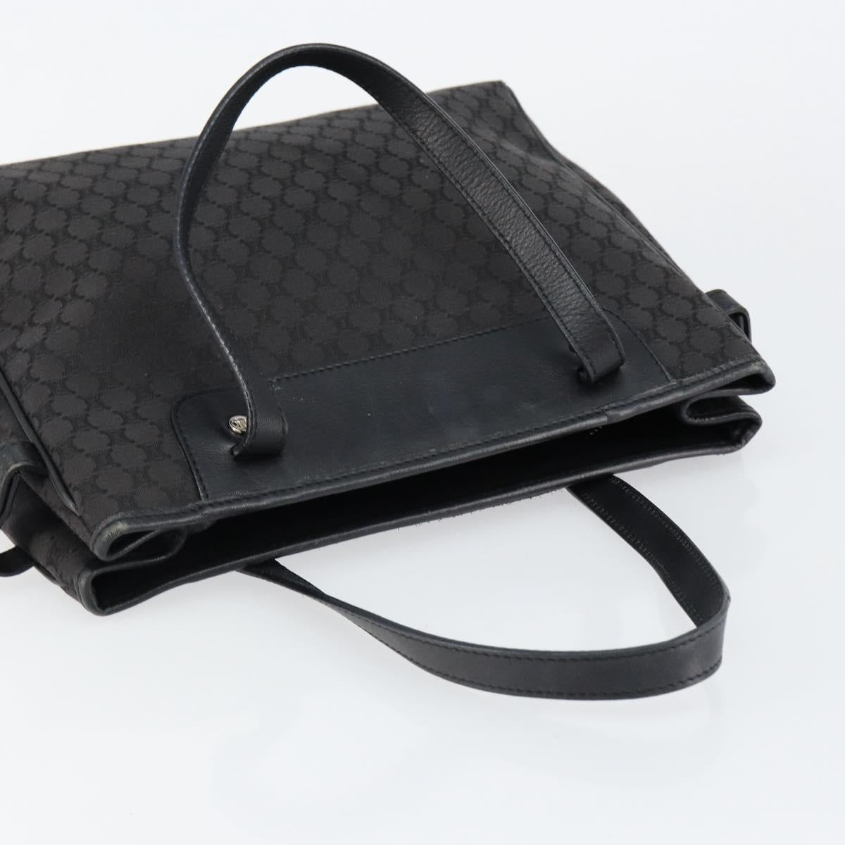 CELINE Macadam Canvas Hand Bag Black Silver Auth ep11378