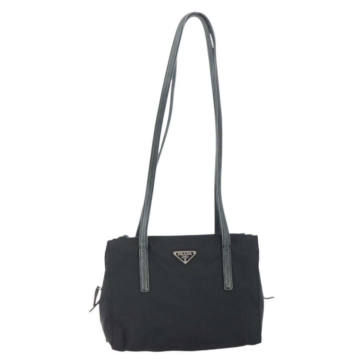 PRADA Shoulder Bag Nylon Black Silver Auth ep11379