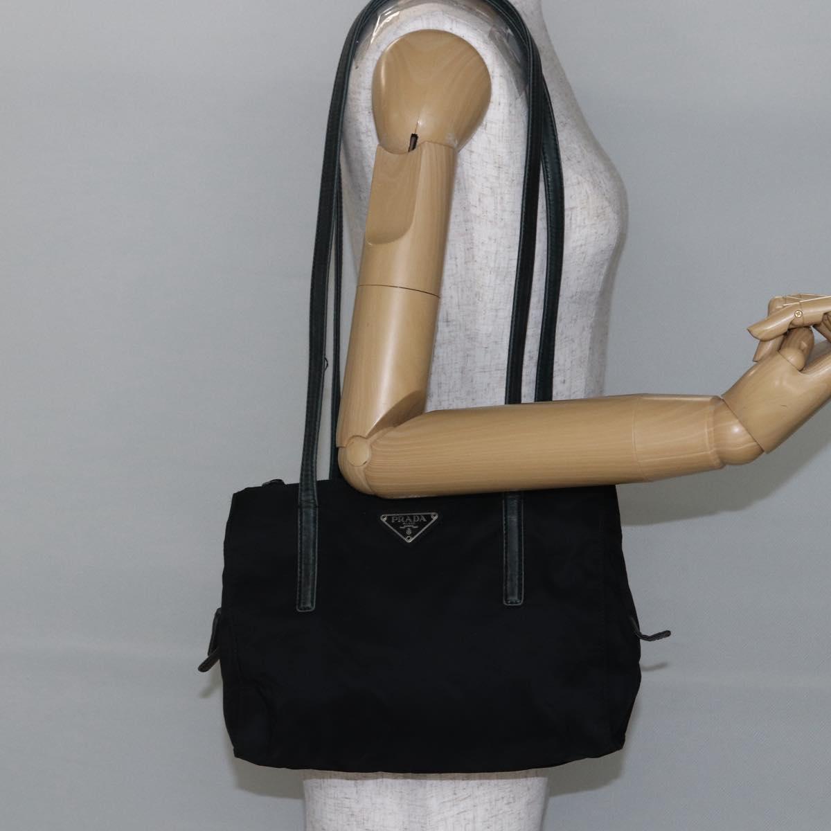 PRADA Shoulder Bag Nylon Black Silver Auth ep11379