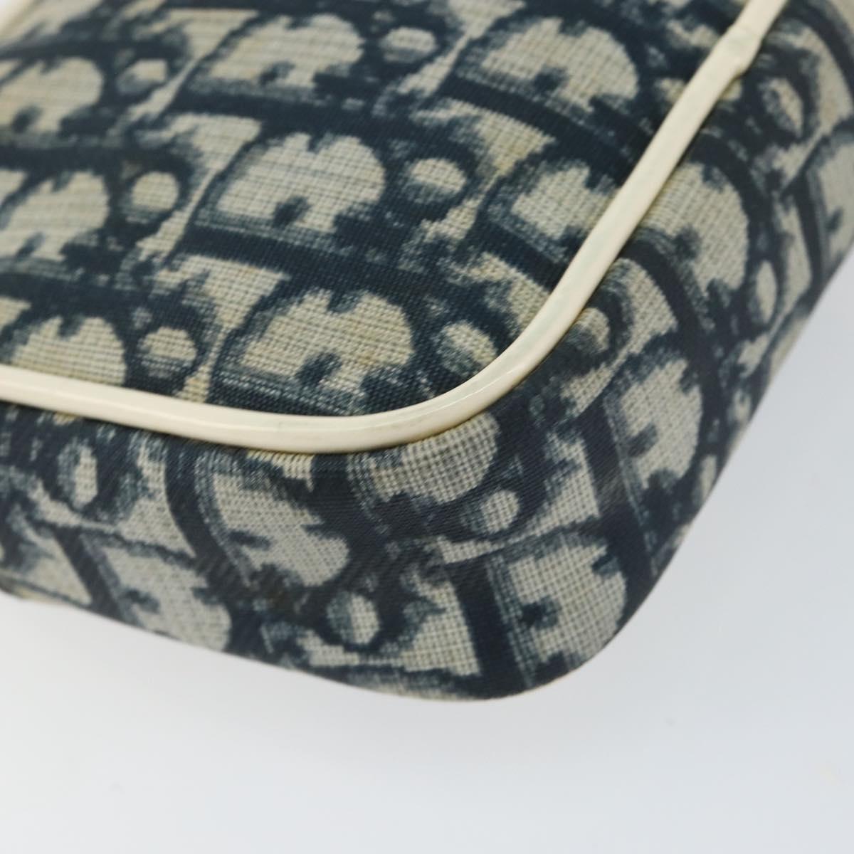 Christian Dior Trotter Canvas Pouch PVC Navy Silver Auth ep11381