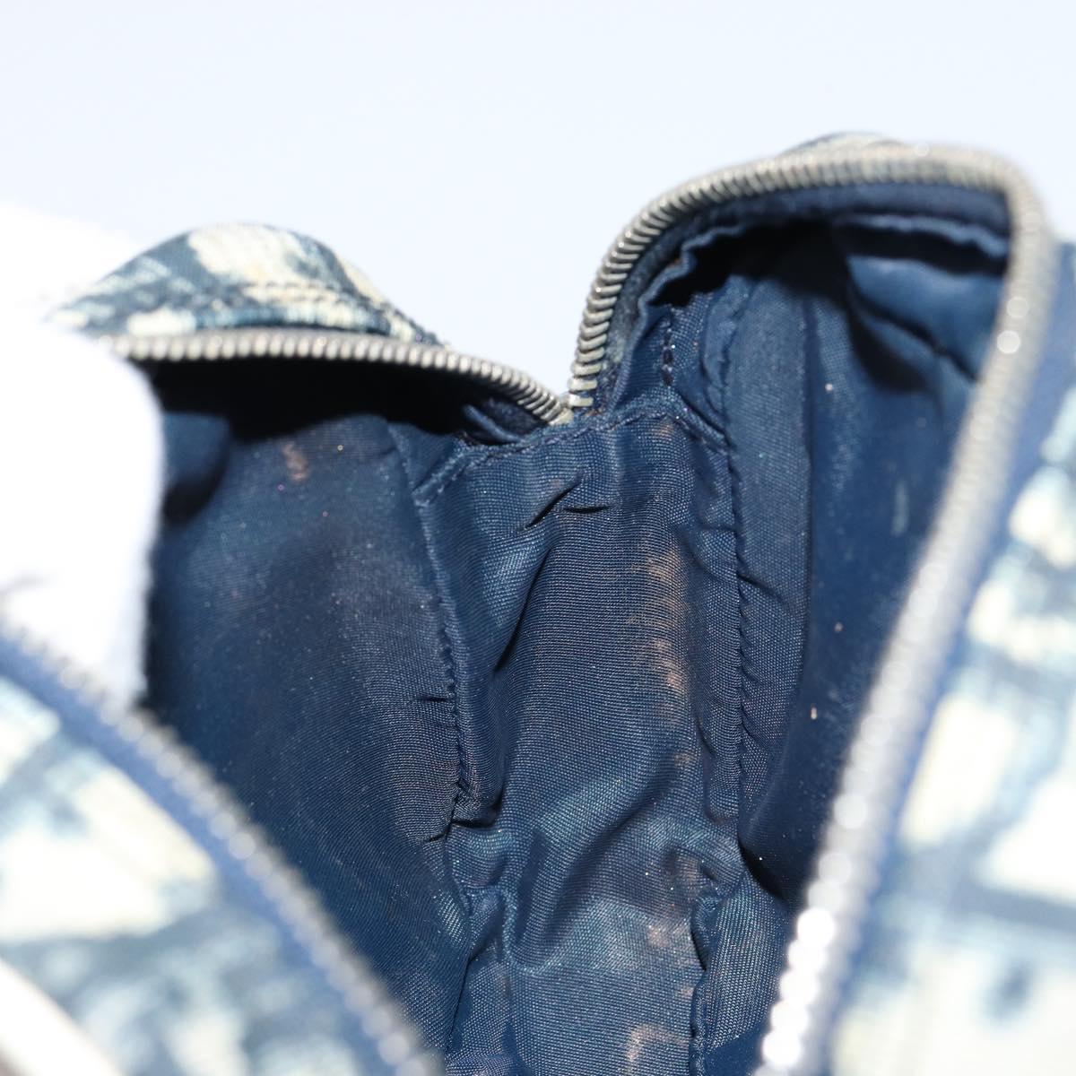 Christian Dior Trotter Canvas Pouch PVC Navy Silver Auth ep11381