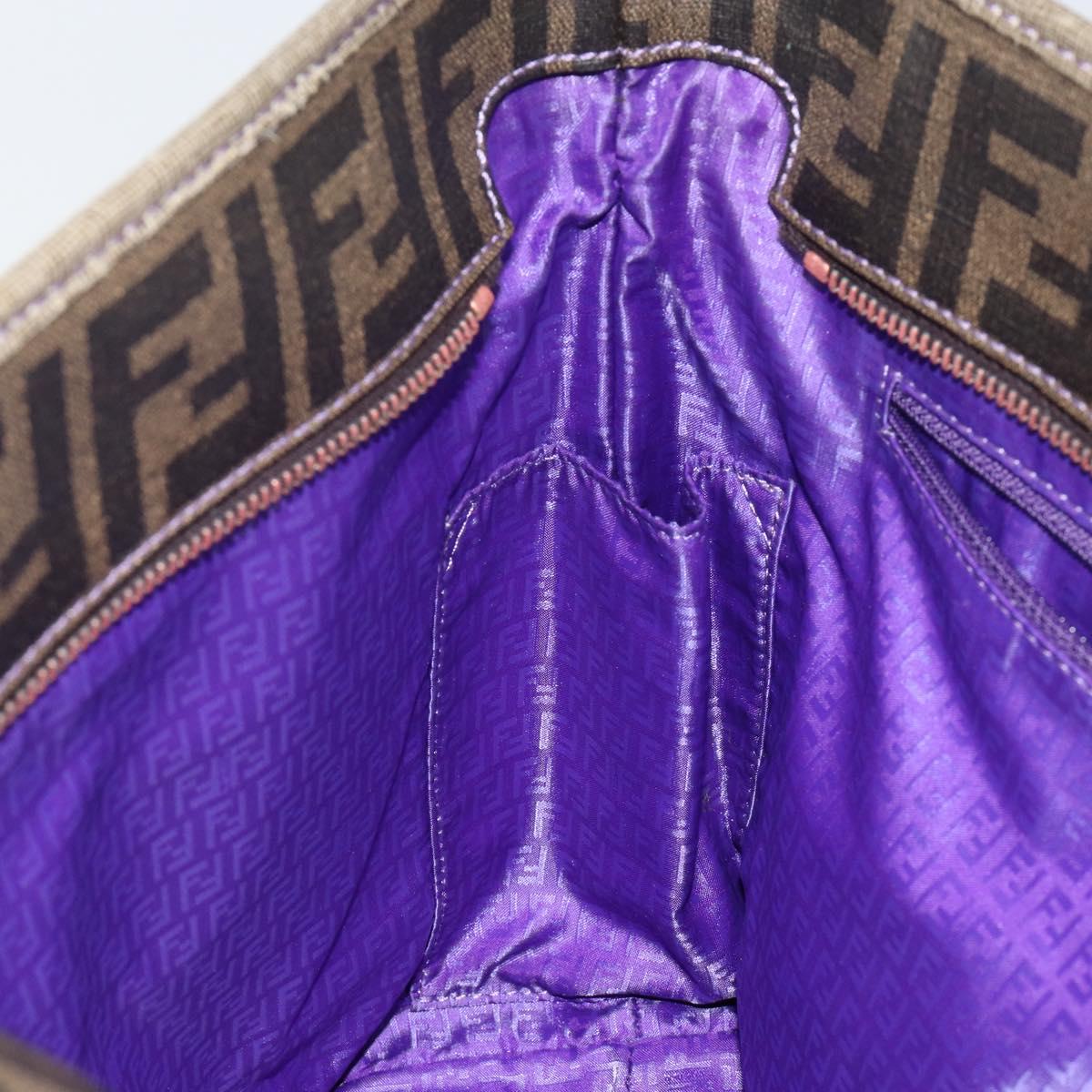 FENDI Zucca Canvas Tote Bag PVC Black Brown Auth ep11387