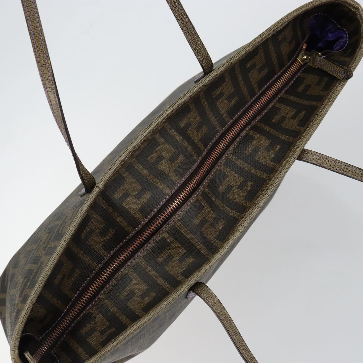 FENDI Zucca Canvas Tote Bag PVC Black Brown Auth ep11387