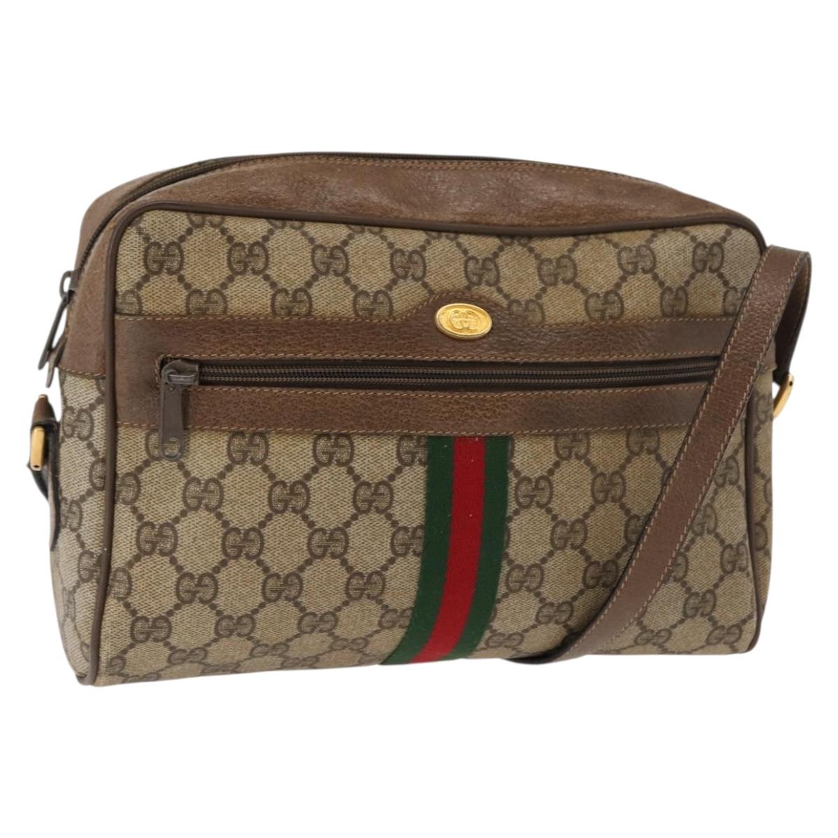 GUCCI GG Supreme Web Sherry Line Shoulder Bag PVC Beige 56 02 005 Auth ep11392