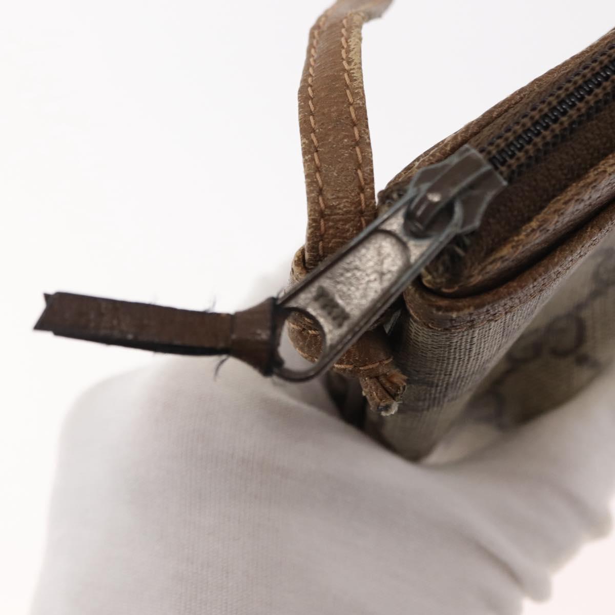 GUCCI GG Supreme Shoulder Bag PVC Beige Gold Auth ep11393