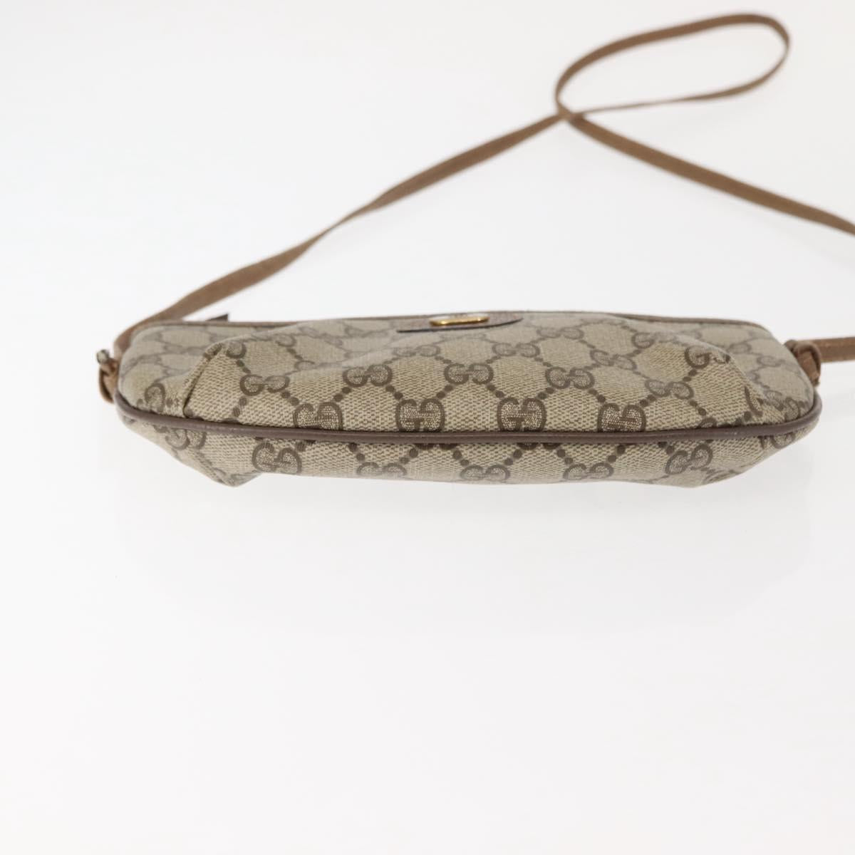 GUCCI GG Supreme Shoulder Bag PVC Beige Gold Auth ep11393