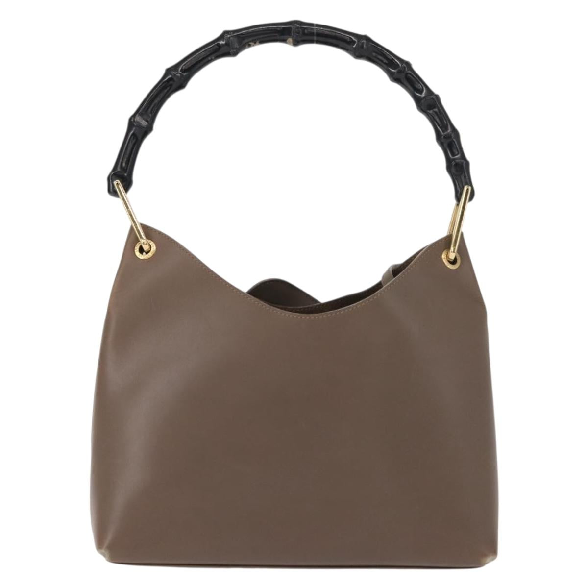GUCCI Bamboo Hand Bag Leather Brown Gold 001 2058 1883 0 Auth ep11407