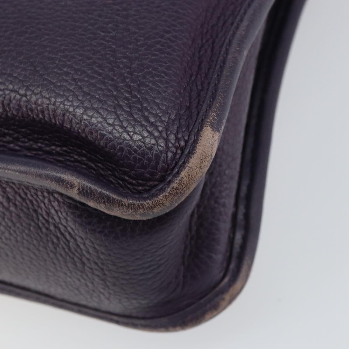 LOEWE Tote Bag Leather Purple Silver Auth ep11409