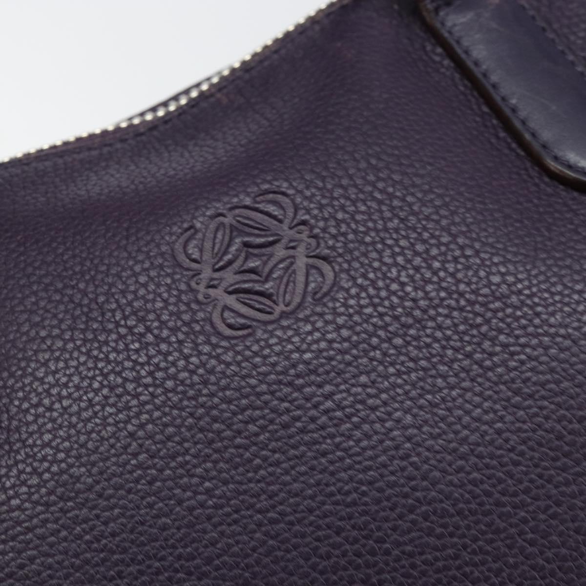 LOEWE Tote Bag Leather Purple Silver Auth ep11409