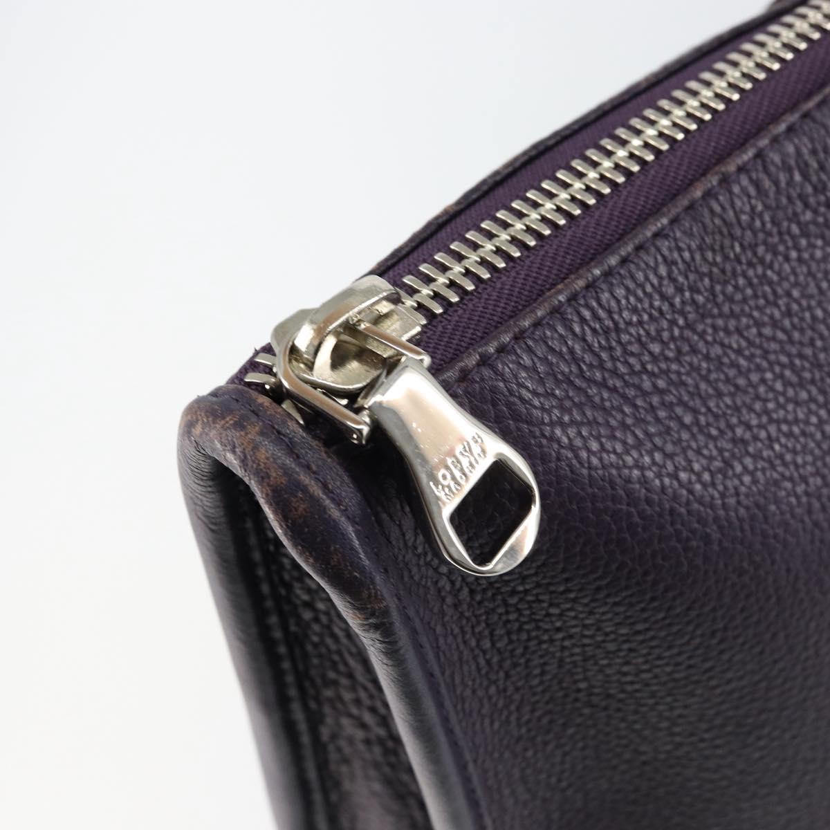 LOEWE Tote Bag Leather Purple Silver Auth ep11409