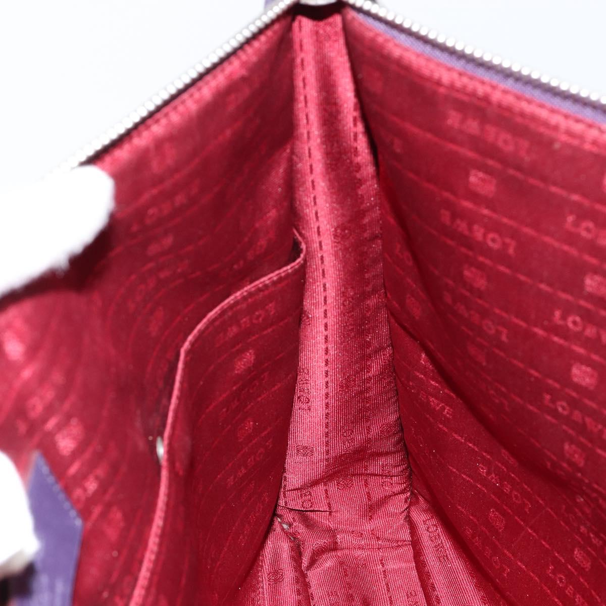 LOEWE Tote Bag Leather Purple Silver Auth ep11409