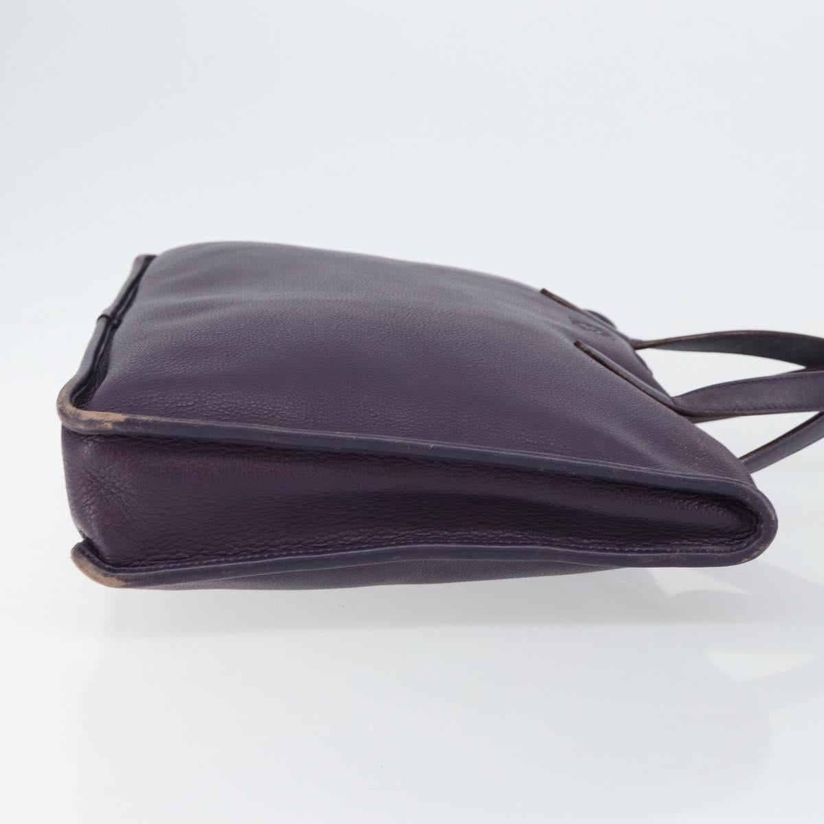 LOEWE Tote Bag Leather Purple Silver Auth ep11409