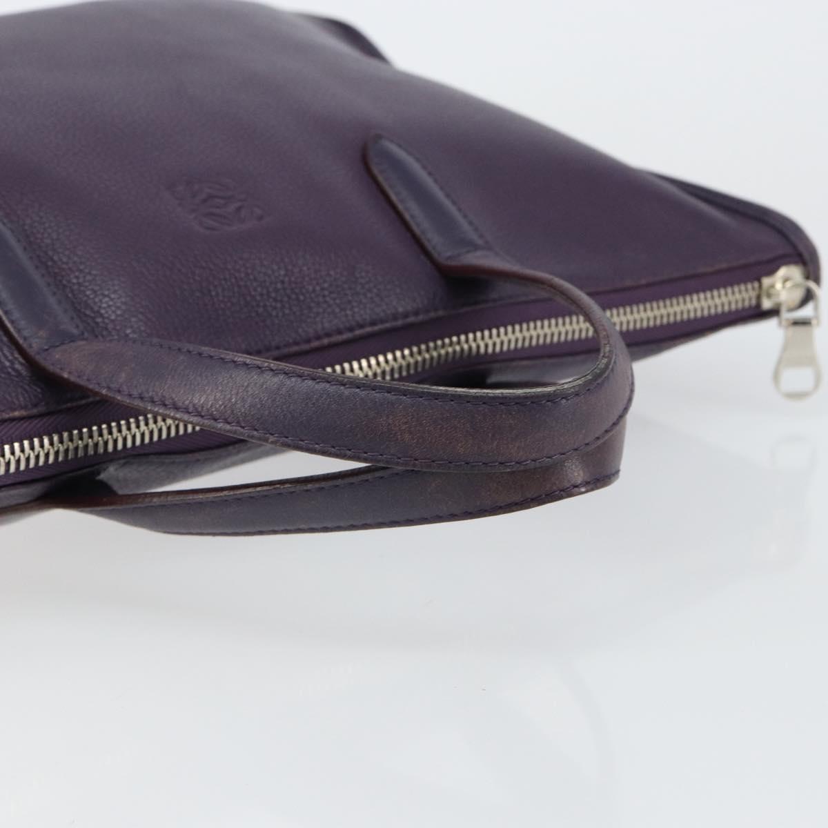 LOEWE Tote Bag Leather Purple Silver Auth ep11409