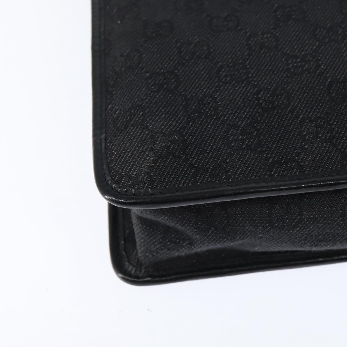 GUCCI GG Canvas Shoulder Bag Black Silver 91762 Auth ep11415