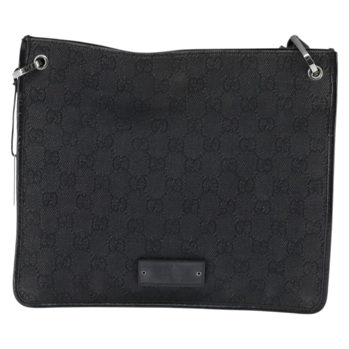 GUCCI GG Canvas Shoulder Bag Black Silver 91762 Auth ep11415