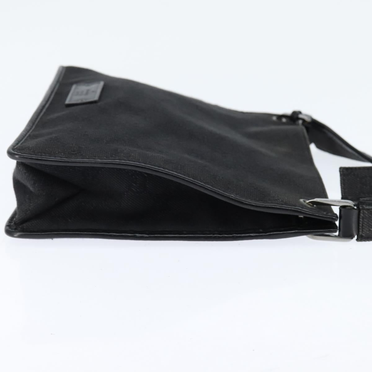 GUCCI GG Canvas Shoulder Bag Black Silver 91762 Auth ep11415