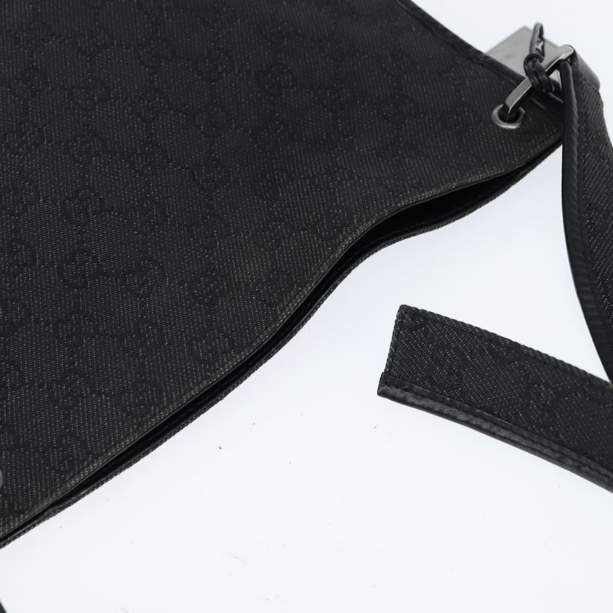 GUCCI GG Canvas Shoulder Bag Black Silver 91762 Auth ep11415