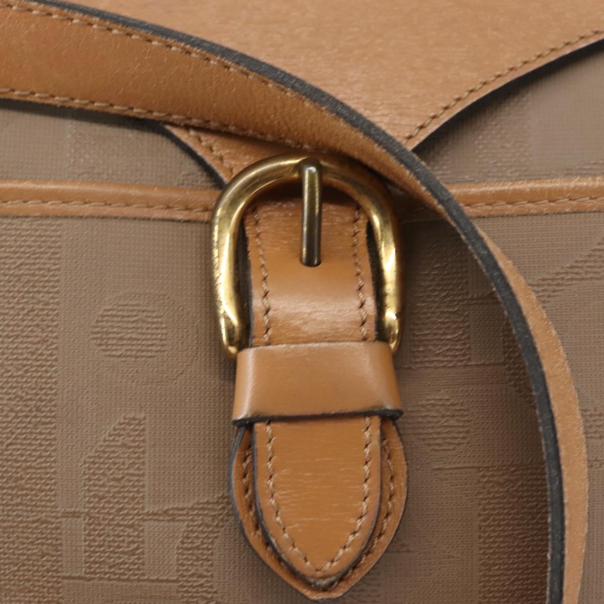 Christian Dior Trotter Canvas Shoulder Bag Beige Gold Auth ep11416