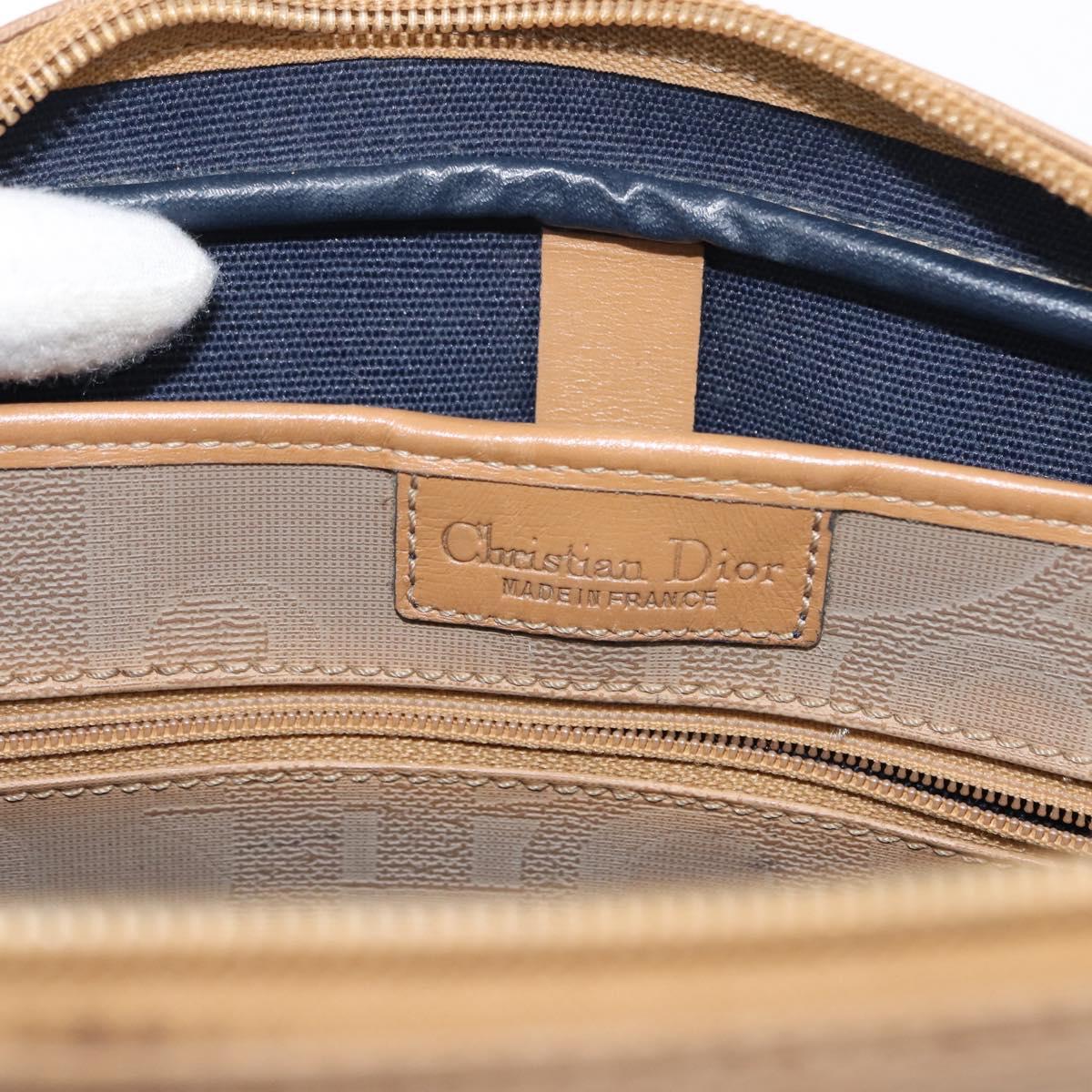 Christian Dior Trotter Canvas Shoulder Bag Beige Gold Auth ep11416