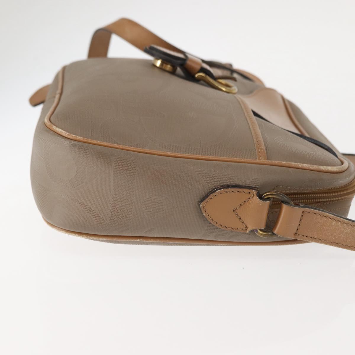 Christian Dior Trotter Canvas Shoulder Bag Beige Gold Auth ep11416