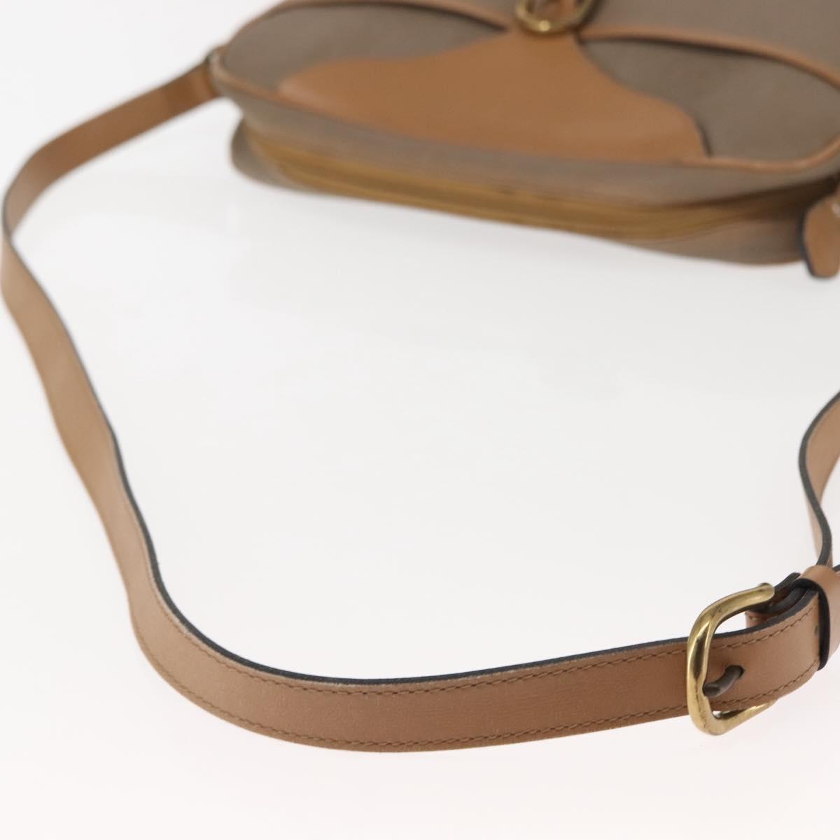 Christian Dior Trotter Canvas Shoulder Bag Beige Gold Auth ep11416