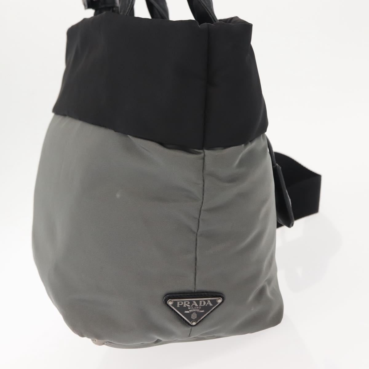 PRADA Hand Bag Nylon 2way Black Gray Auth ep11418