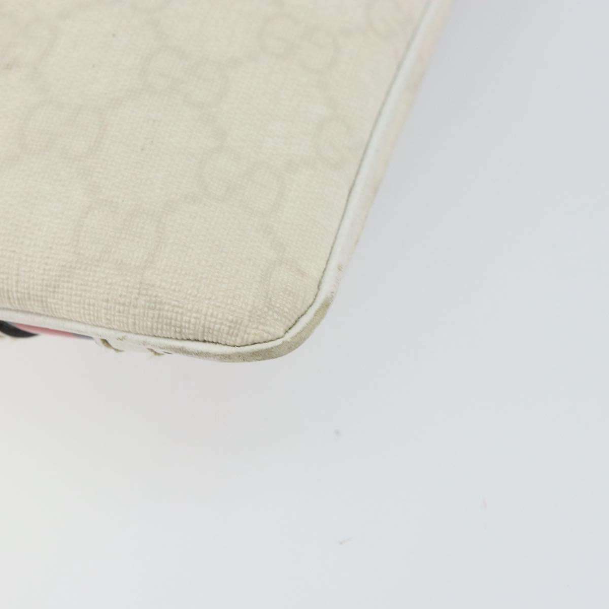 GUCCI GG Canvas Sherry Line Shoulder Bag PVC White Red Navy 153244 Auth ep11420