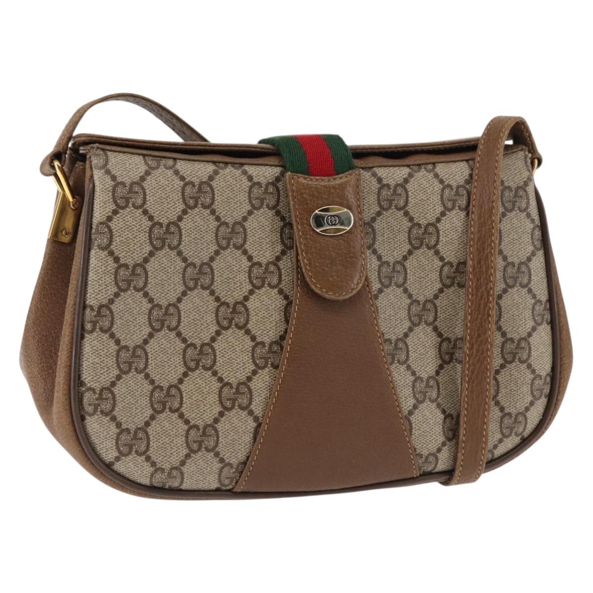 GUCCI GG Supreme Web Sherry Line Shoulder Bag PVC Beige 116 02 024 Auth ep11422