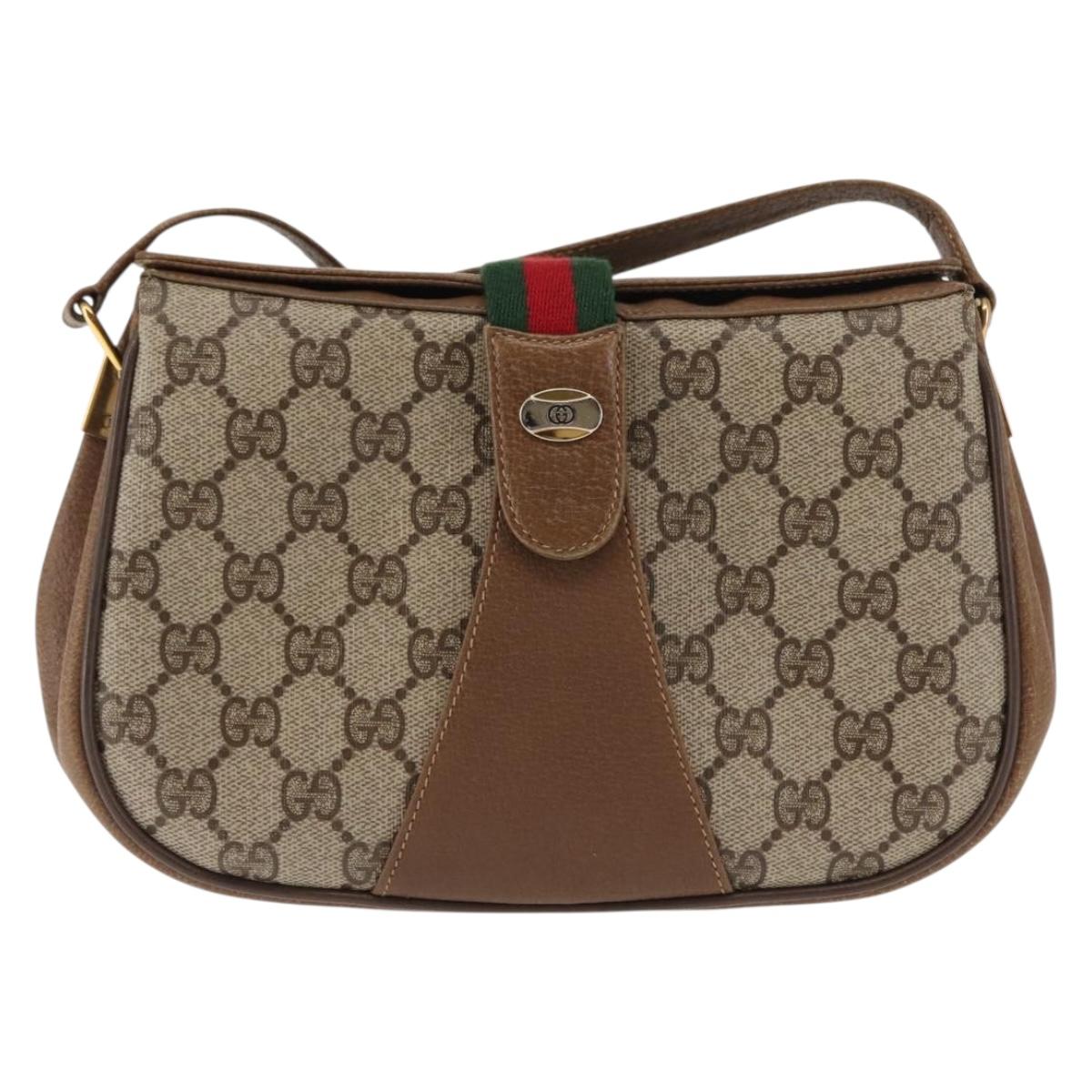 GUCCI GG Supreme Web Sherry Line Shoulder Bag PVC Beige 116 02 024 Auth ep11422