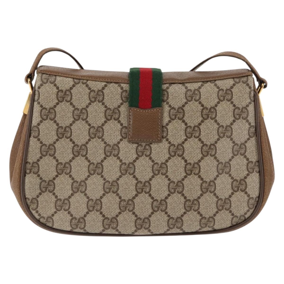 GUCCI GG Supreme Web Sherry Line Shoulder Bag PVC Beige 116 02 024 Auth ep11422