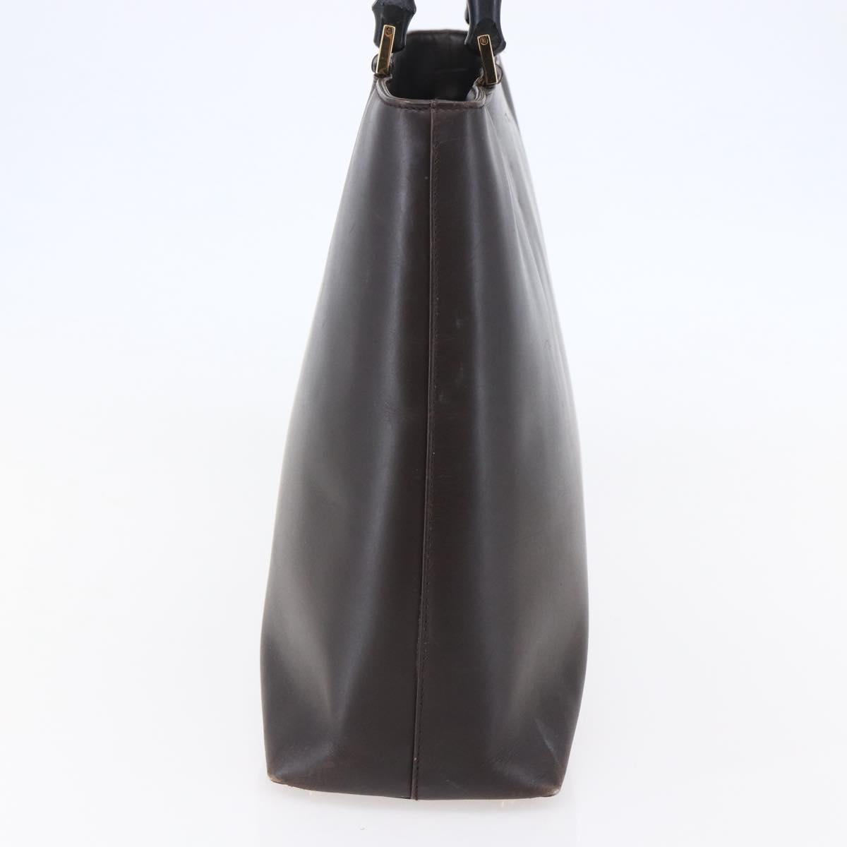 GUCCI Bamboo Hand Bag Leather Dark Brown Gold 002 1998 0507 Auth ep11424