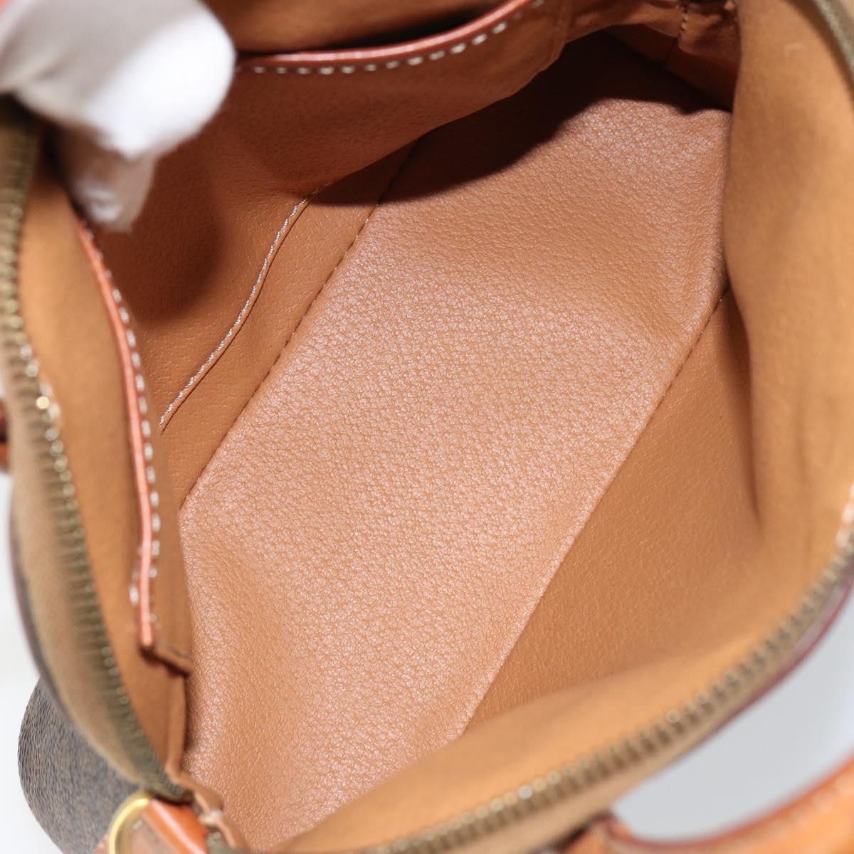 CELINE Macadam Canvas Hand Bag PVC Leather Brown Gold Auth ep11425