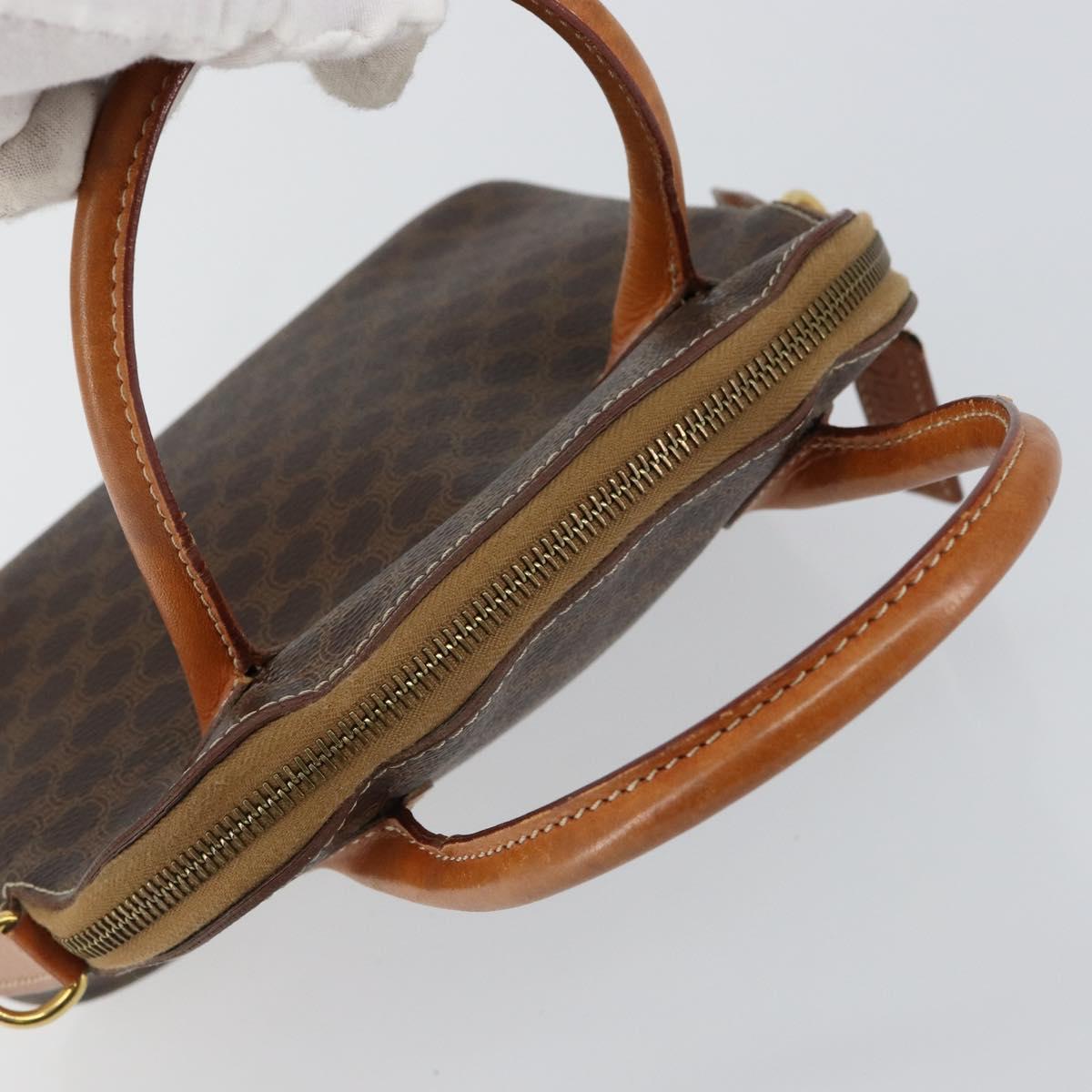 CELINE Macadam Canvas Hand Bag PVC Leather Brown Gold Auth ep11425