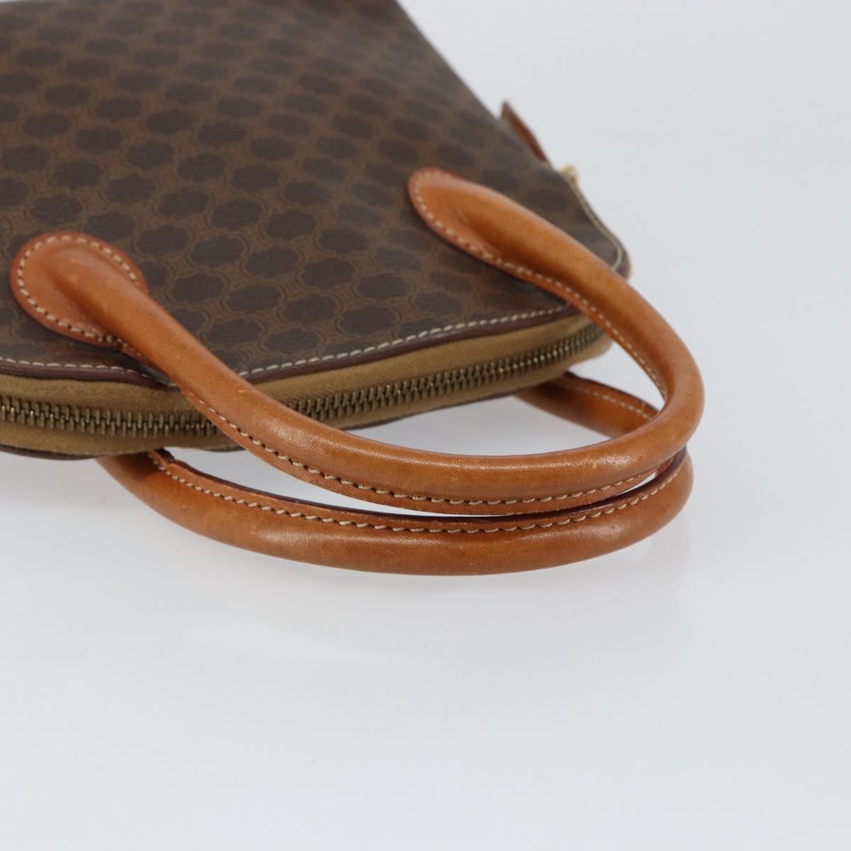 CELINE Macadam Canvas Hand Bag PVC Leather Brown Gold Auth ep11425