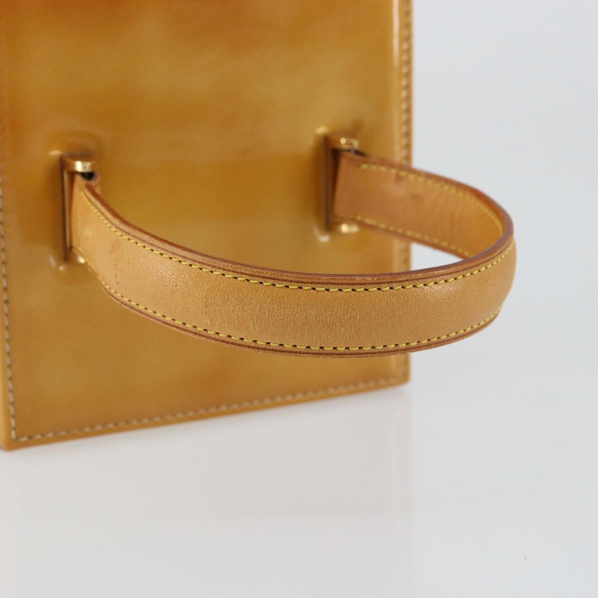 LOUIS VUITTON Monogram Vernis Bleecker Cosmetic Pouch Beige M91002 Auth ep11427