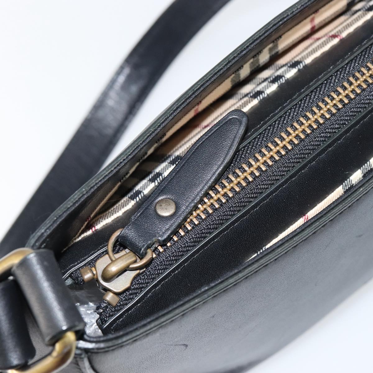 BURBERRY Shoulder Bag Leather Black Gold Auth ep11428